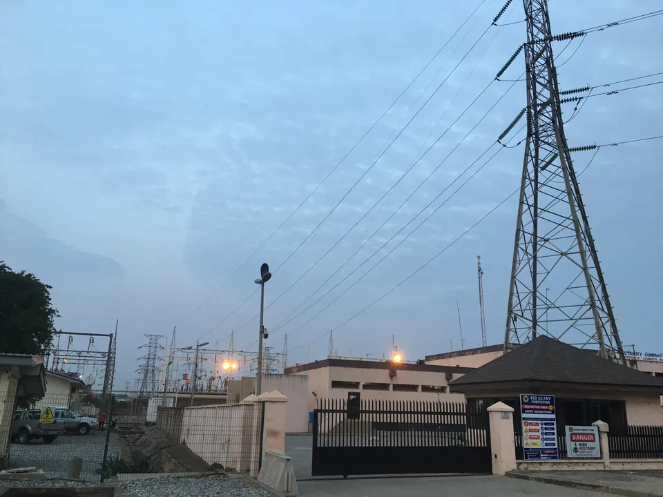 Electricity substation and transmission tower in Ghana