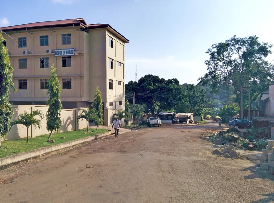Multi-storey office building beside a road in Kumasi
